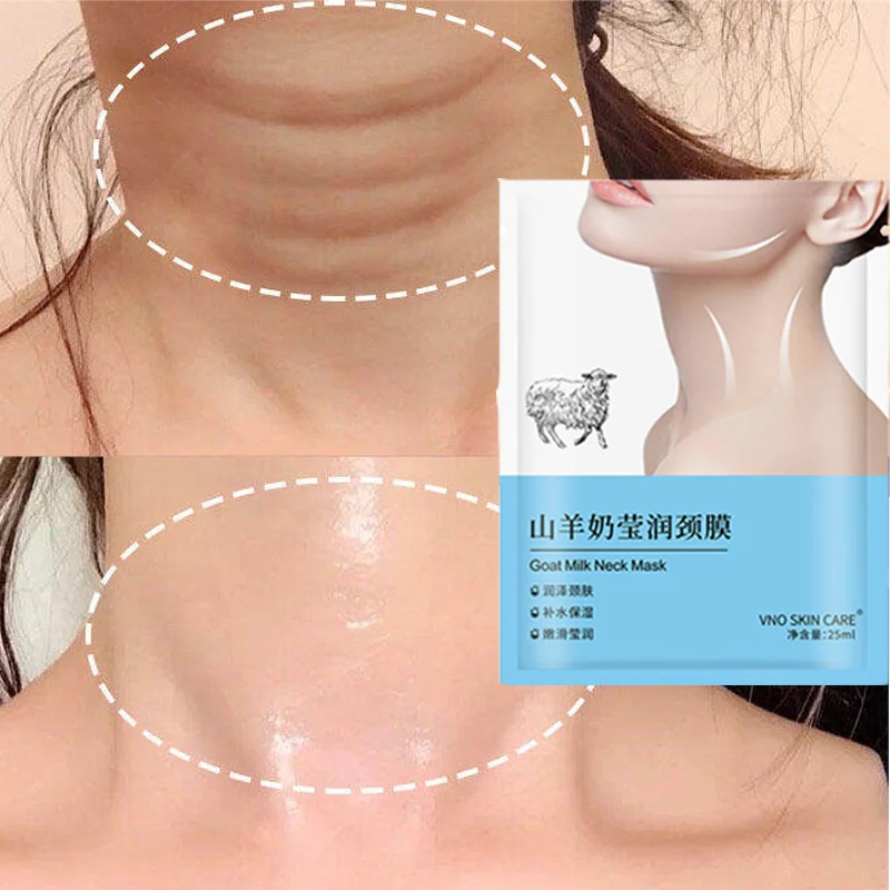 1PCS Goat Milk Neck Mask Collagen Firming Anti-Wrinkle Whitening Anti-aging Mask Beauty Moisturizing Lift Firming Neck SkinCare