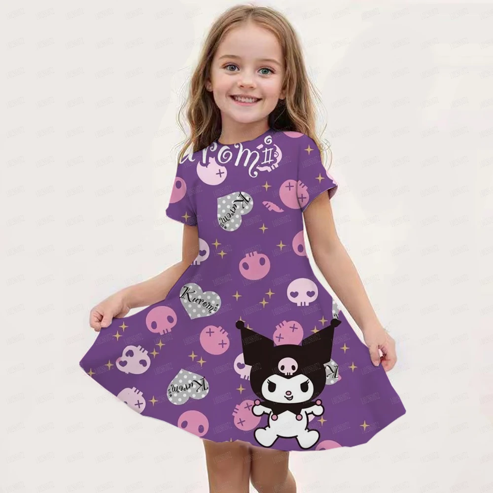 Miniso Cute Hello Kitty 3D Print Girls abito manica corta estate per bambini abbigliamento fresco gonna morbida camicia da notte per bambini regalo