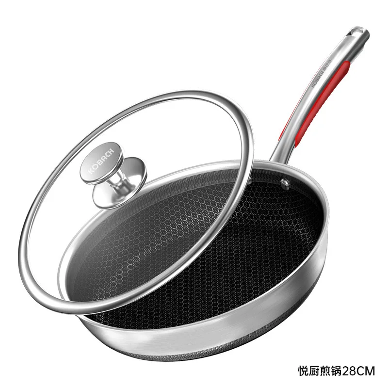 316 stainless steel pan non-stick household frying  pancake  double-sided honeycomb steak