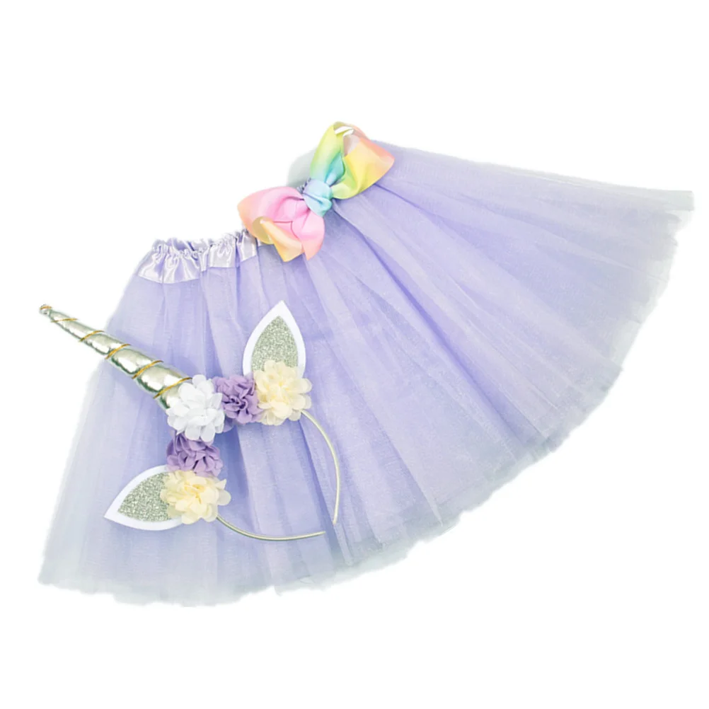 European and American Child Girls Headbands Role Play Outfits Unicorn Headwear Dress