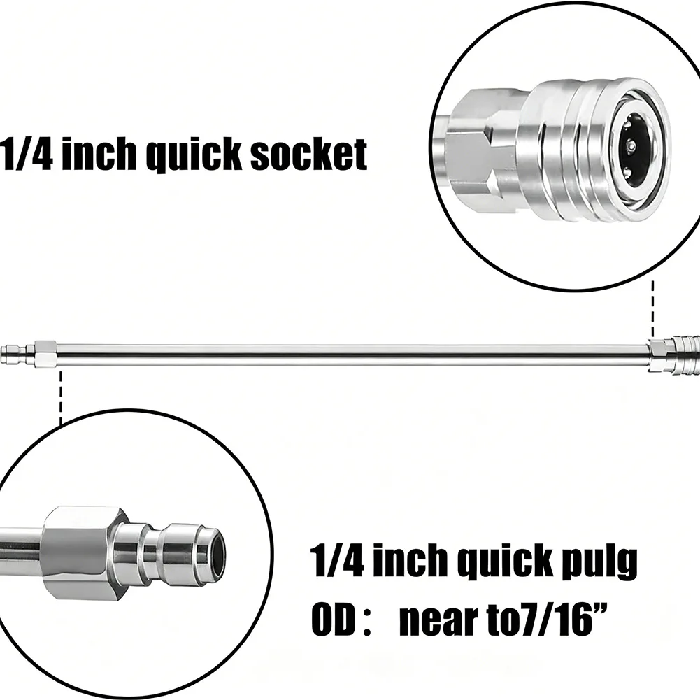 Stainless Steel 17 inch Pressure Washer Extension Wand for High Pressure Cleaning Quick Connect Nozzle Support
