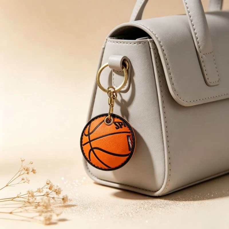 Premium PU Leather GPS Tracker Case, Anti-Scratch Protective Cover for Keys Luggage-Sports Gift New Football Keychain Holder