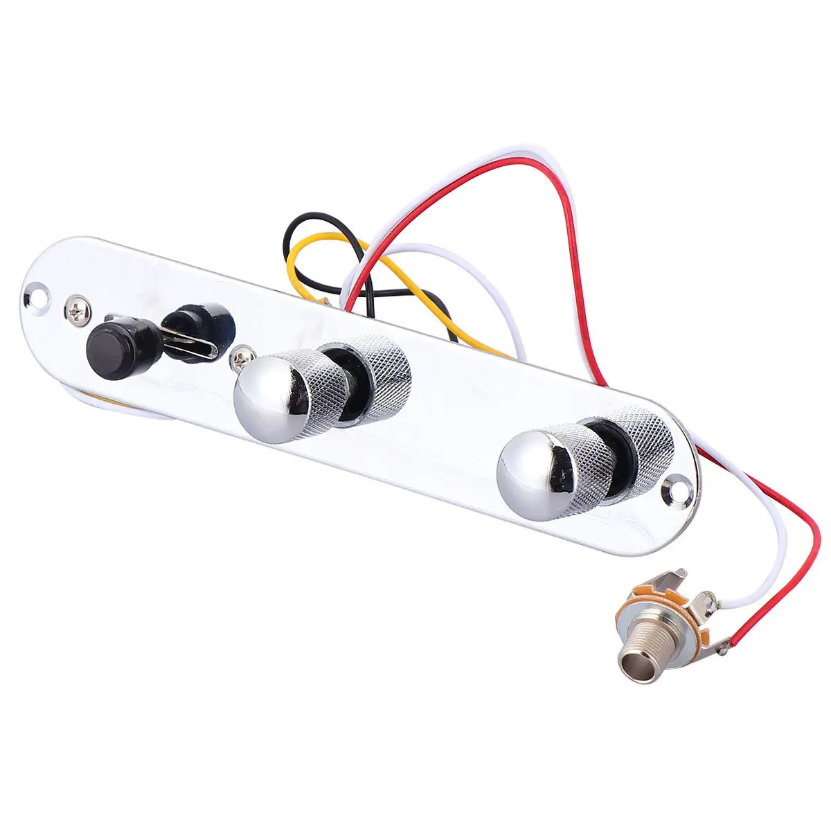 Chrome Plated Guitar Control Plate with Pre-Connected Wiring Volume Tone Switch Socket for Electric Guitars