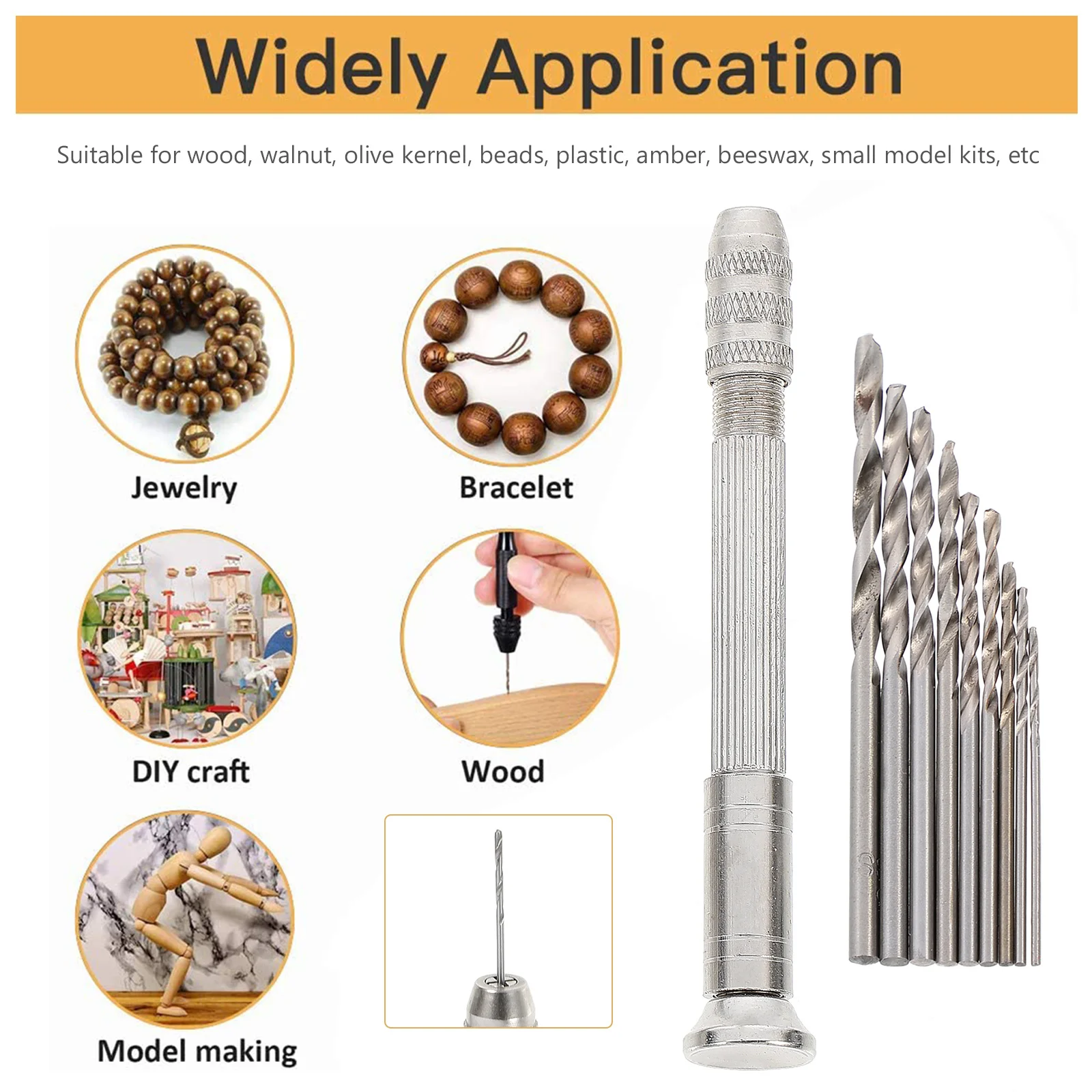 

DIY Hand Drill Set Jewelry Making Manual Work Drill for Wood Plastic Amber Beeswax Simple Operation Pendant Drilling Kit