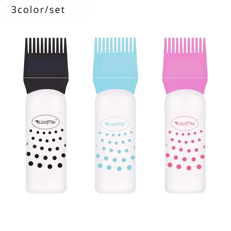 3 Stks/set 120Ml Haarverf Applicator Flessen Plastic Verven Shampoo Fles Olie Kam Borstel Styling Tool Haarkleuring Haarkleuring Haar Gereedschap