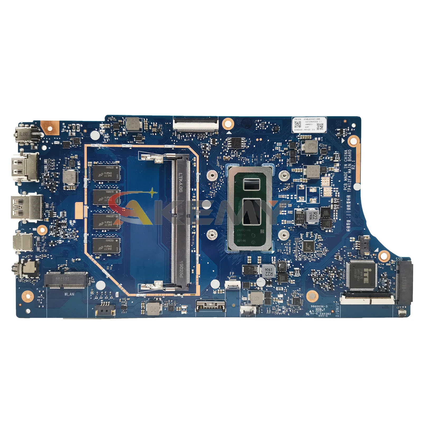 Imagem -04 - Akemy Tp412fa Mainboard para Asus Vivobook Flip 14 Tp412f Sf4100f Tp412fac Laptop Motherboard Cpu i3 i5 i7 10 ° 4gb 8gb Ram