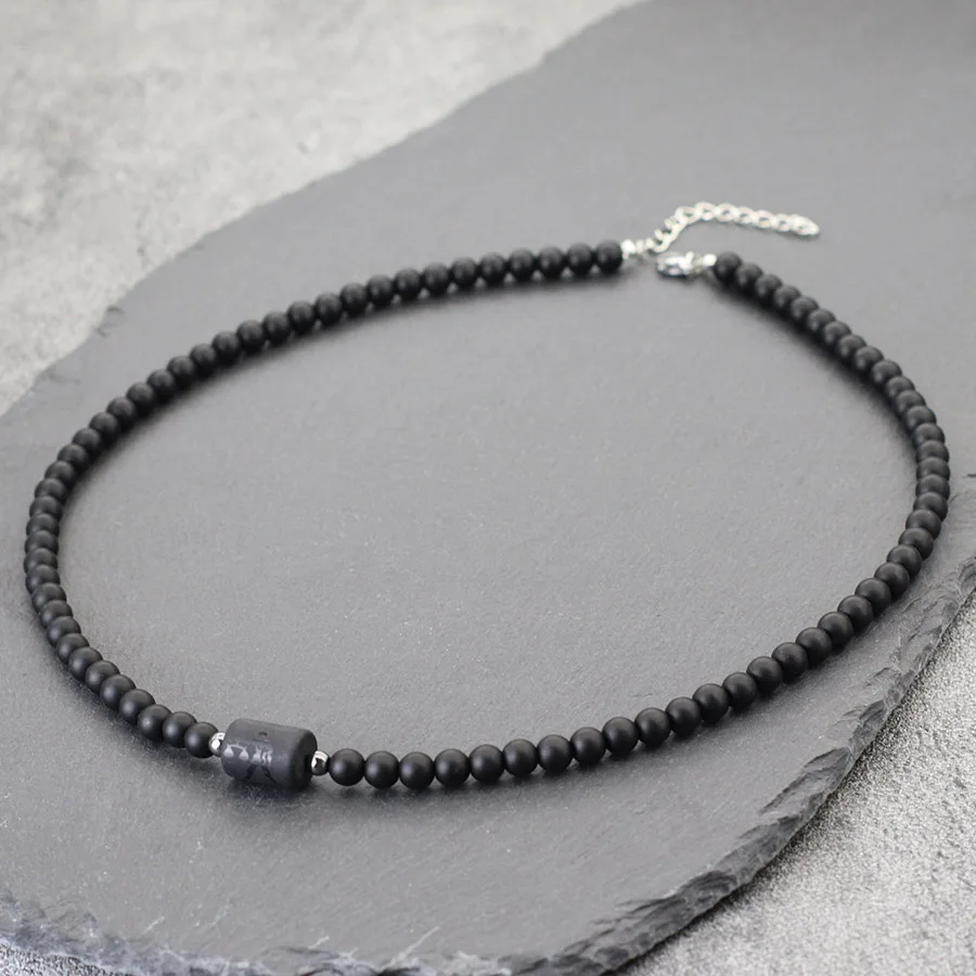 Einzigartige 12 Konstellationen Perlen Halskette Männer Natürliche Schwarz Onyx Stein Perlen 48 cm Kurzen Kragen Schmuck Freizeit Party Homme Joias