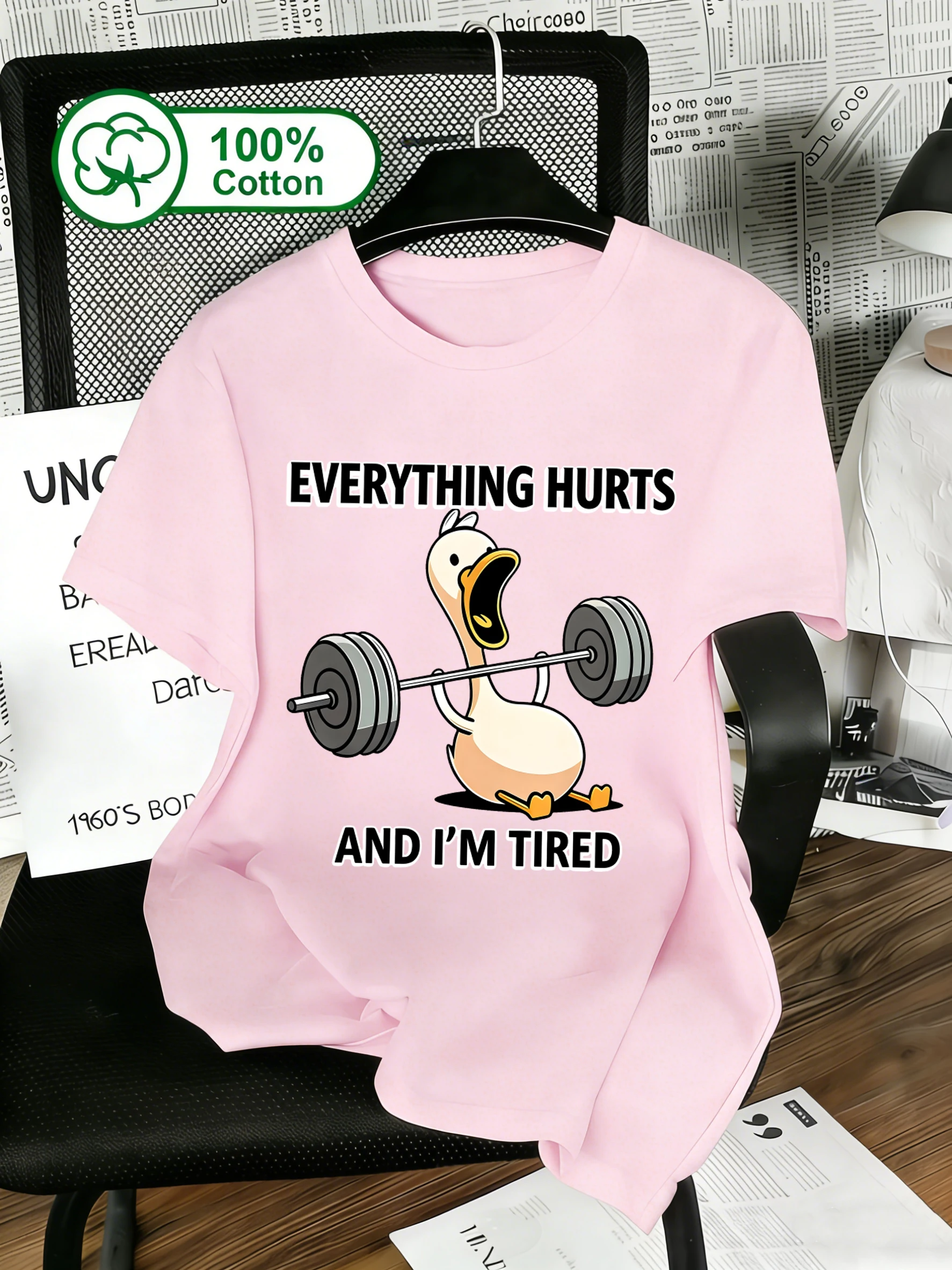 Camiseta con estampado de Everything Hurts And Iam Tired para hombre, camiseta informal de algodón a la moda, ropa suave, ropa de calle Unisex con cuello redondo de verano