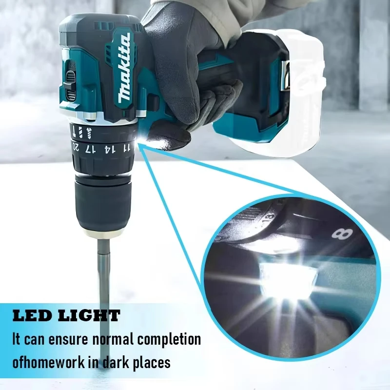 Makita Original DDF487 410W Cordless Driver Drill Brushless Electric Impact Screwdriver 18V Rechargeable Power Tool