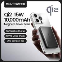 MOVESPEED P04 Power Bank 10000mAh,Qi2 Wireless Magnetic External Battery,15W Fast Portable Charger for MagSafe for iPhone 16 15