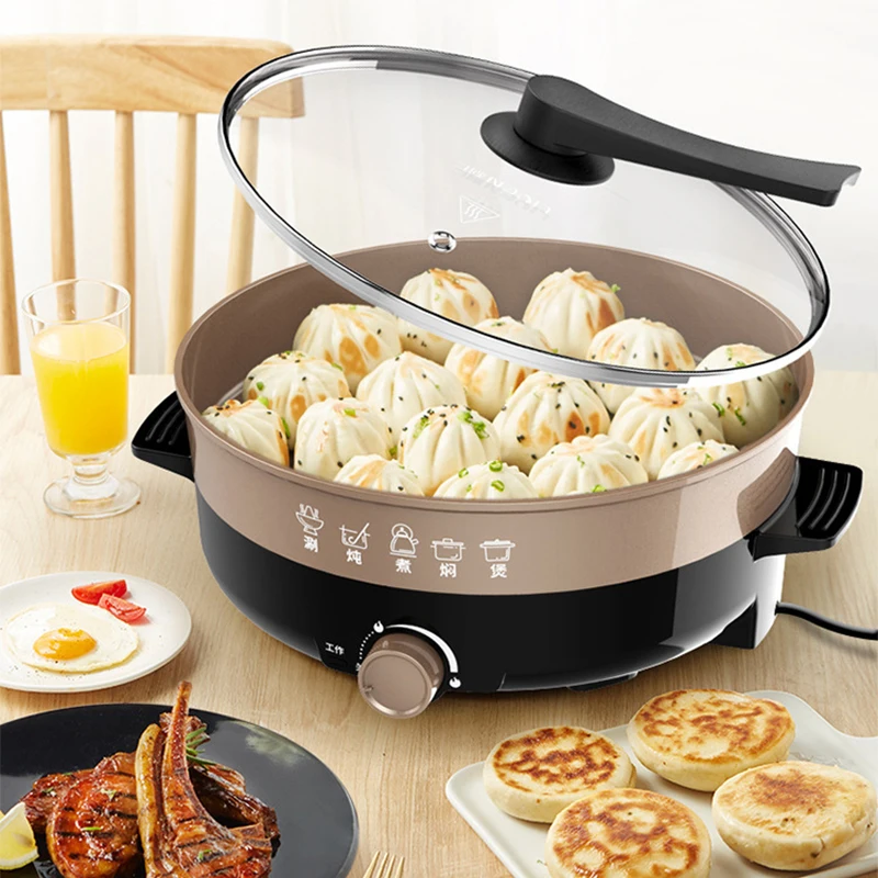 1500W 4.5L Multifunctional Electric Cooker Heating Pan Electric Cooking Pot Machine Hotpot Noodles Rice Eggs Soup Cooking Pot