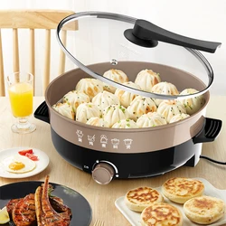 1500W 4.5L Multifunctional Electric Cooker Heating Pan Electric Cooking Pot Machine Hotpot Noodles Rice Eggs Soup Cooking Pot