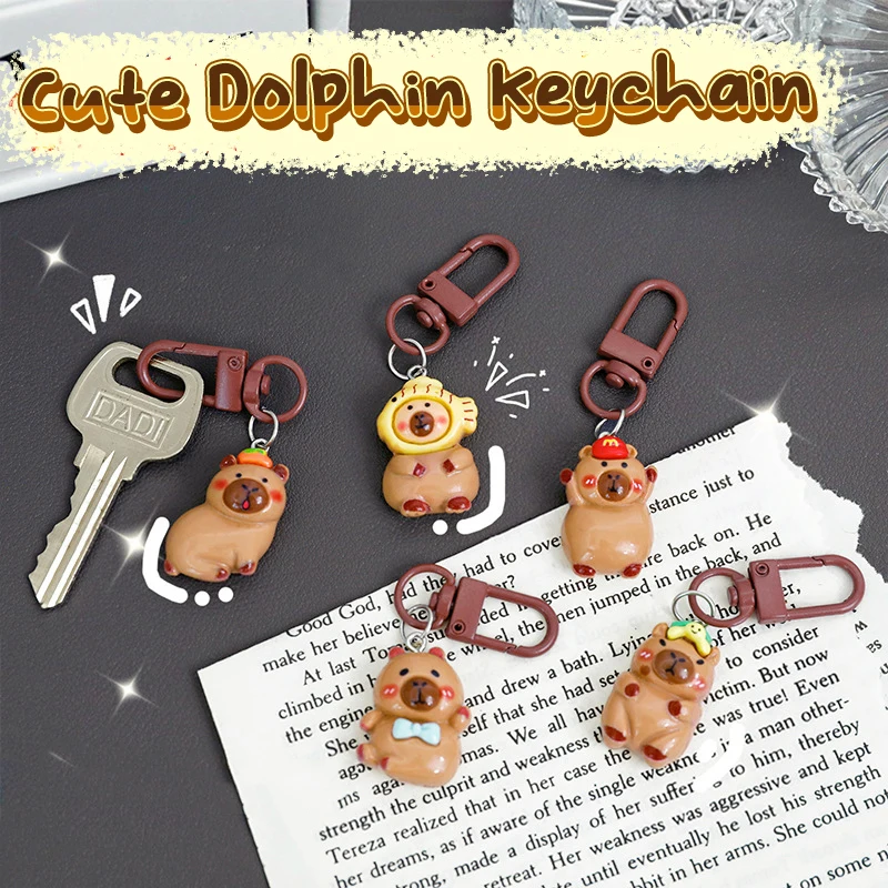 Gantungan Kunci boneka Capybara hewan lucu, liontin gantungan kunci kartun Capybara untuk pria wanita indah lucu ransel hadiah dekorasi