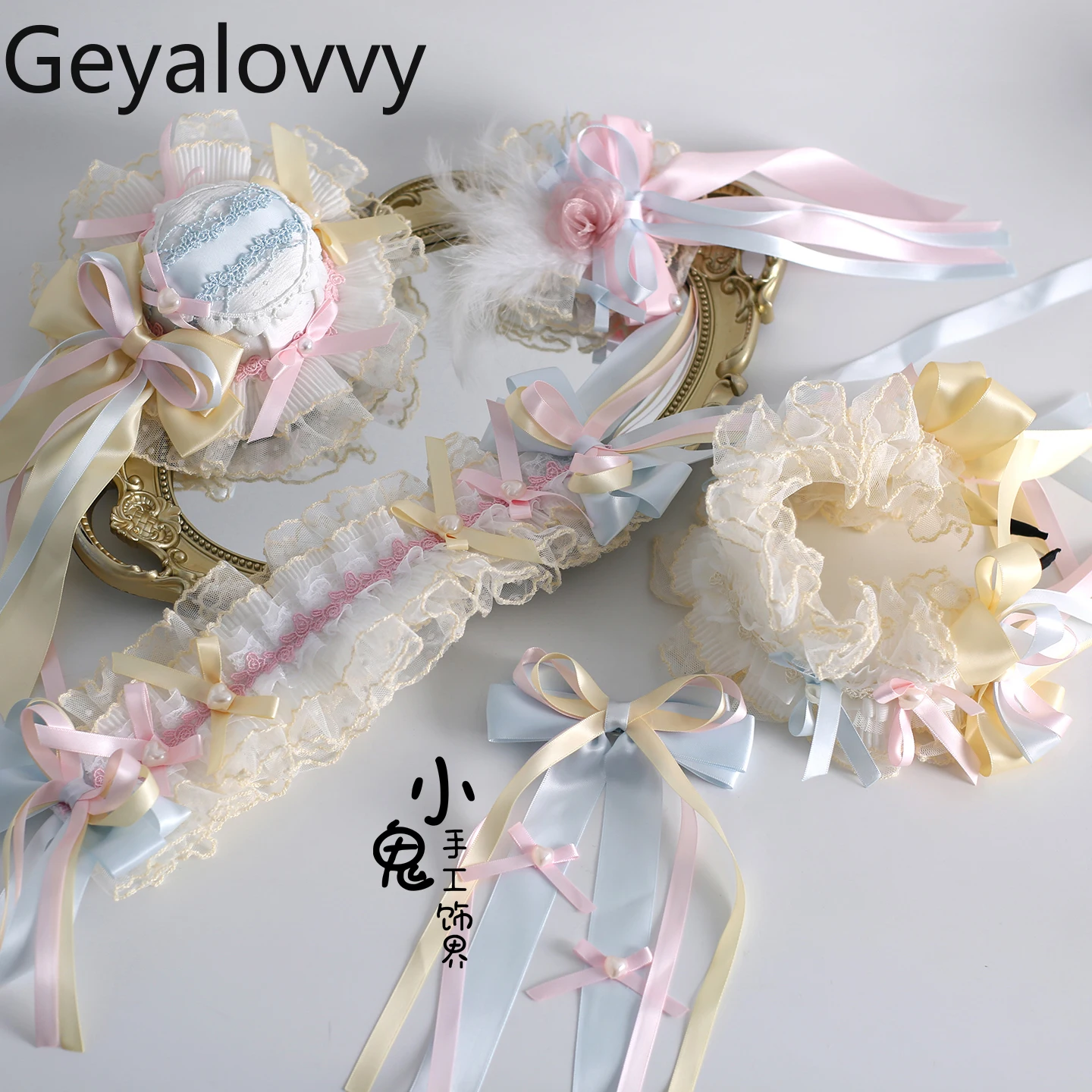 

Original Candy Color Satin Hairband Lolita Sweet Cute Girl Bow Lace KC Flower Ball Hair Clip Brooch Gorgeous Feather Hat