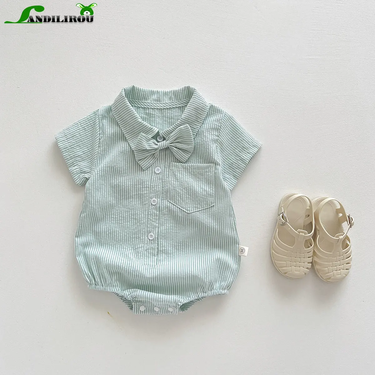 

Gentleman Style for Infant Kids: Baby Bodysuits Bow Short Sleeve One-pieces - Perfect Newborn Photo Shoots 100 Days Celebration!