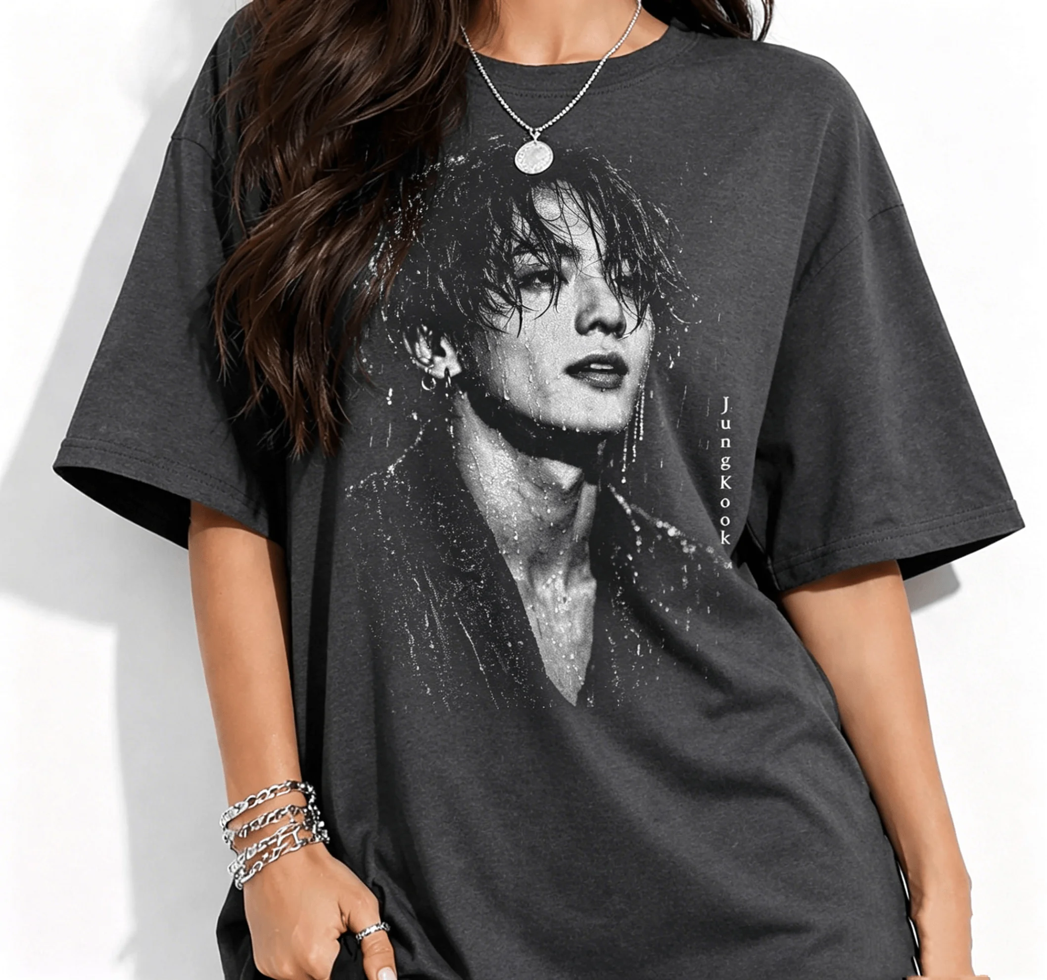 Koreanisches BTS Pop-Idol-Shirt Jungkook Musik-Fan-Geschenk 2026 Sommer Herren und Damen Kinder Mode Baumwolle Y2K Oversized T-Shirt – Detail 5