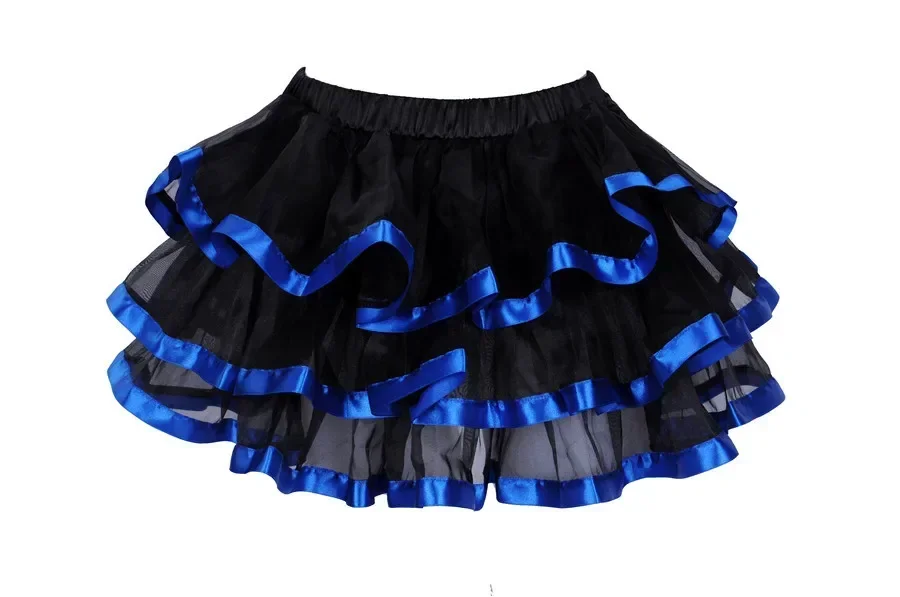 Promotion New Black Mesh Ruffles 3 Layers Adult Women Pettiskirt Tutu Party Dance Mini Skirt Performance Clothes