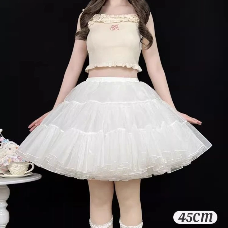 Vestido hinchado informal de Lolita, enagua incorporada, silueta corta de corte A de 35cm, fácil de usar para fechas diarias, falda esponjosa sin hueso