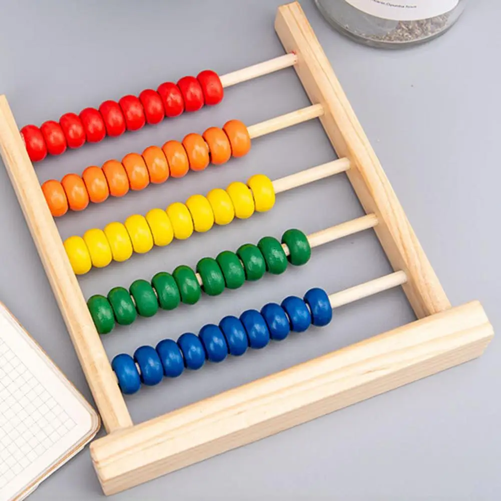 Educational Abacus Rack Educational Wooden Abacus Stand for Kids 5 Row Bead Counting Toy with Math Learning Frame for Toddlers