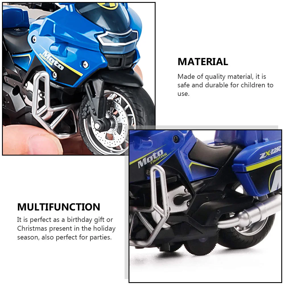 Kids Motorcycle Men's Racing Educational Toys Friction Powered Blue Preschool Car Child