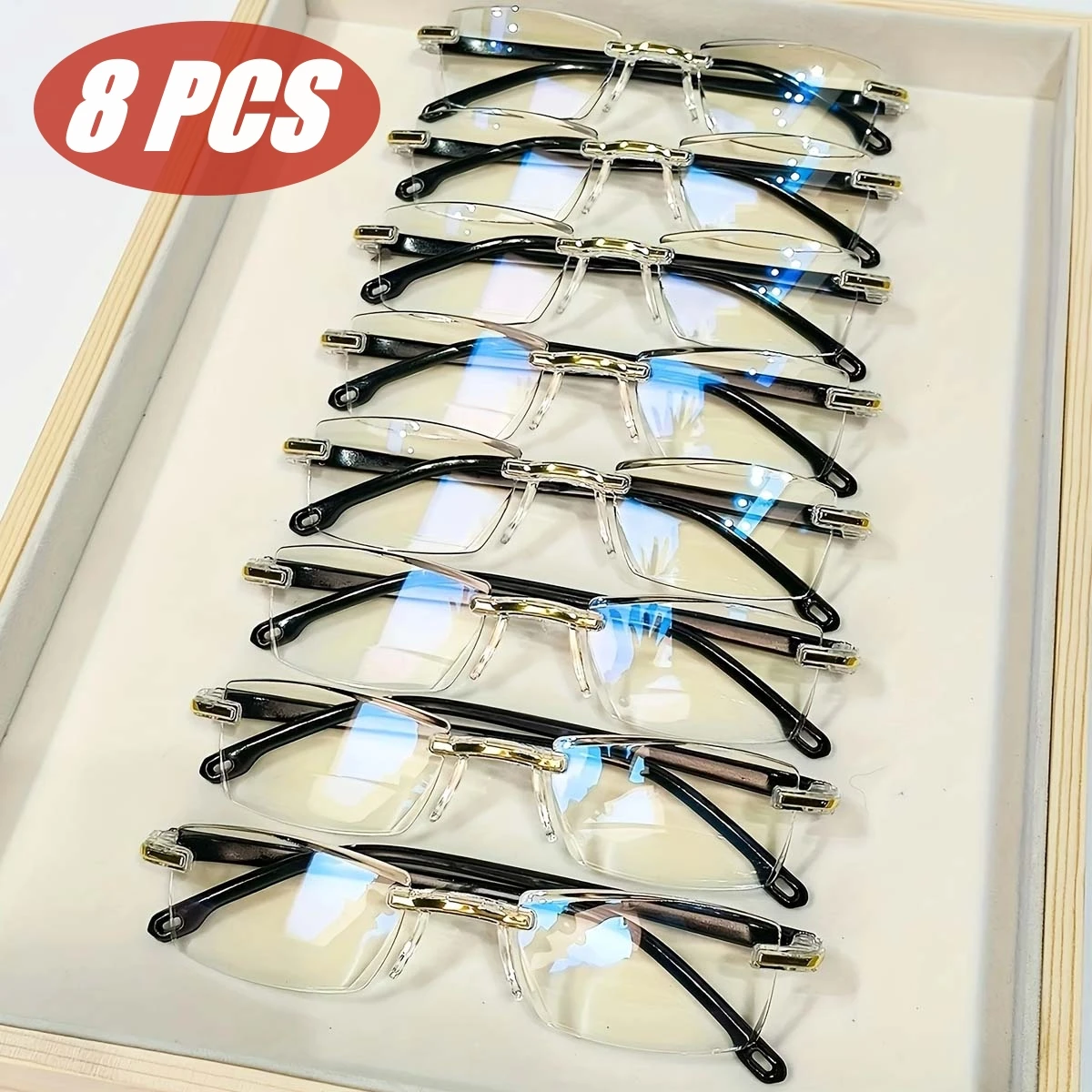 

8PCS Ultralight Reading Glasses Presbyopia Glasses Blue Light Blocking Eyeglasses Rimless High-Definition Eyewear +1.0 To +4.0