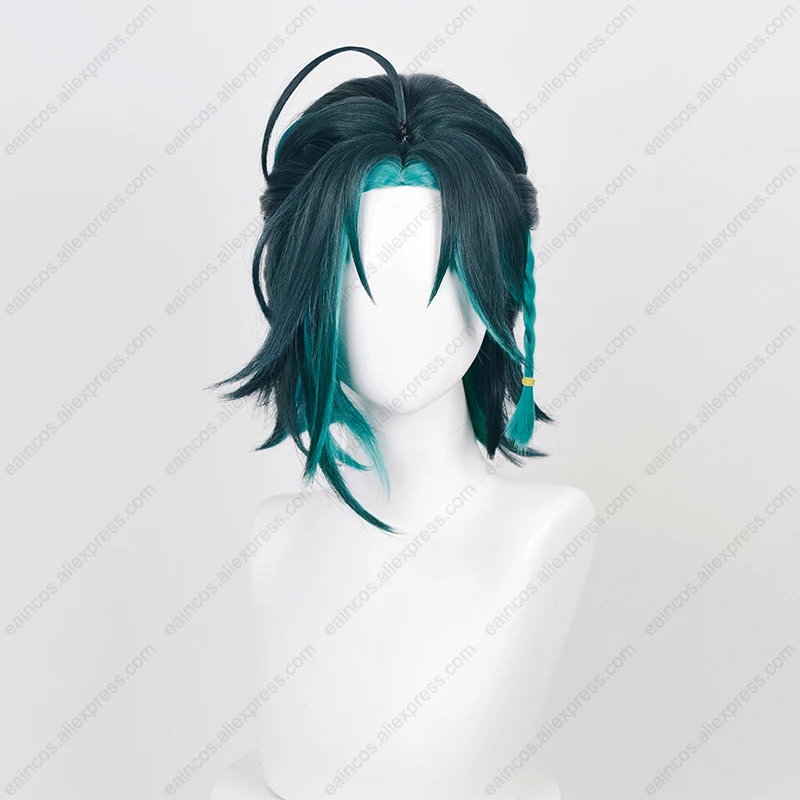 Comic Xiao Cosplay Wig 35cm Mixed Color Braided Short Wigs Heat Resistant Synthetic Hair Halloween Party