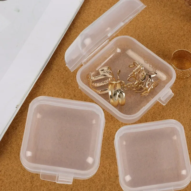 120/5x Transparent Jewelry Storage Box Portable Earring Ring Earplugs Packaging Storage Case Tabletop Mini Plastic Storage Boxes