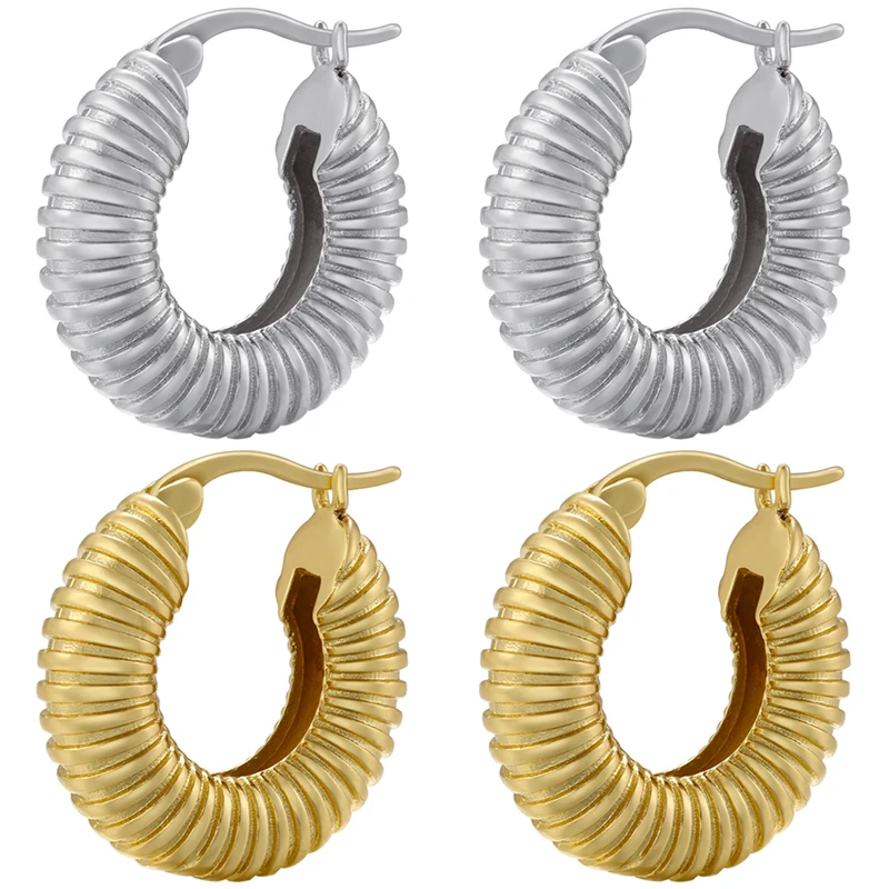 

ZHUKOU Trendy Round Chunky Hoop Earrings Gold plated Brass Jewlery New unique tube shape women hoop earrings wholesale VE739