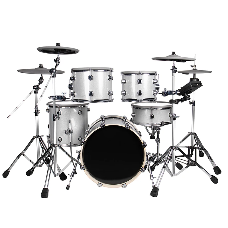 MOINNG Professional Adult Drum Set With 5 Drums And 4 Cymbals For Silent Practice Drum Kit