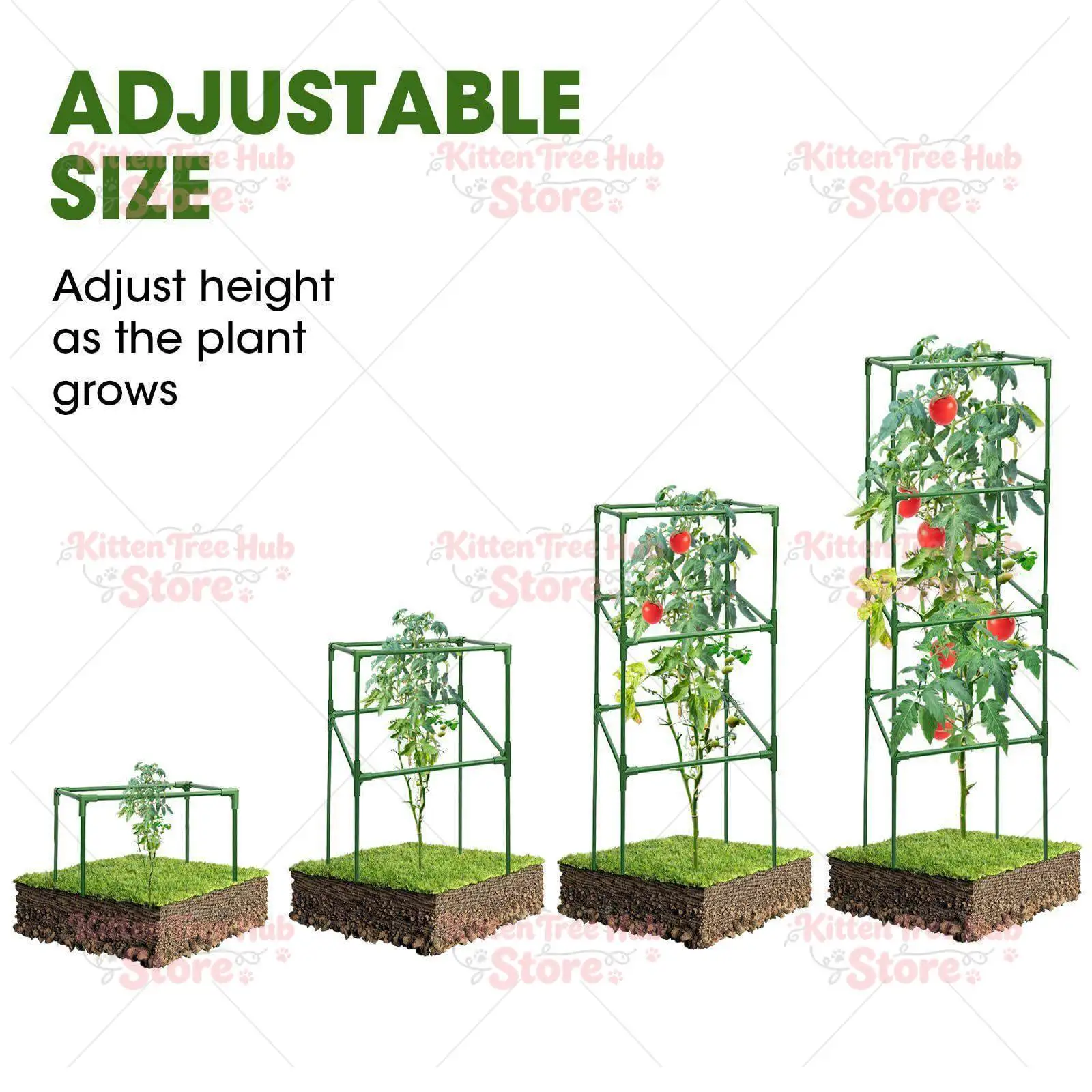 2PCS Square Tomato Rack Tomato Rack with Planting Bag, Support