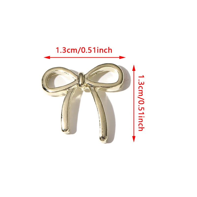 10pcs Bow Deco Nail Art Charm 3D Silver/Gold Bowknot Ribbon Nail Decor Parts DIY Luxury Manicure Accessories