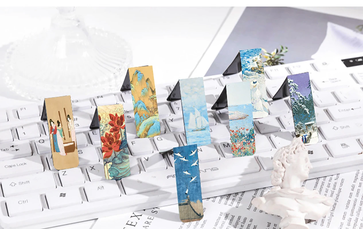 Imagem -04 - Pinturas Mundialmente Famosas Ímã Bookmark Grupo Retro Van Gogh Starry Sky Reading Book Mark Papelaria Escolar Office Supply Pcs