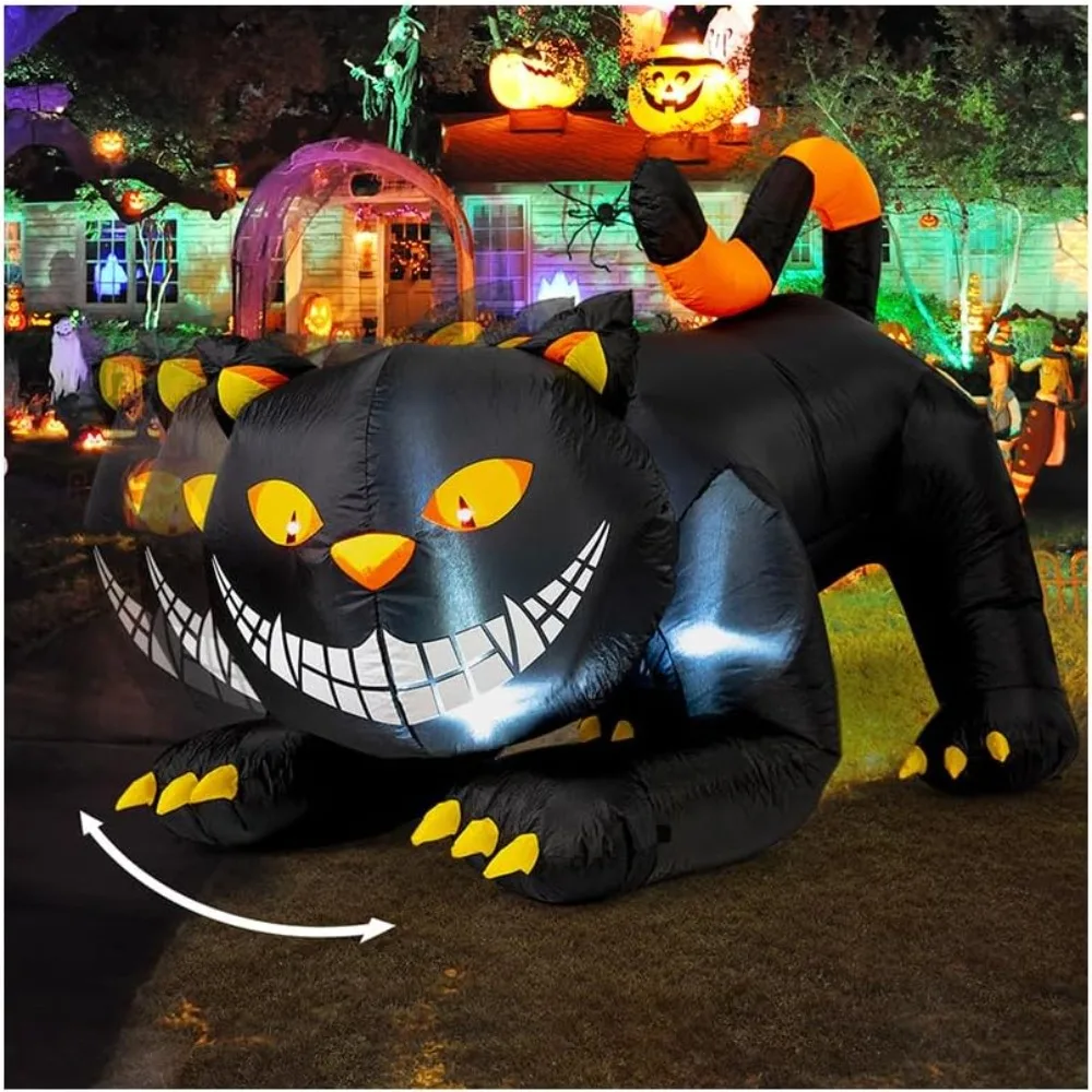 

6 FT Halloween Inflatables Outdoor Black Cat with Shakable Head, Blow Up Yard Decoration with LED Lights Built-in for Holiday