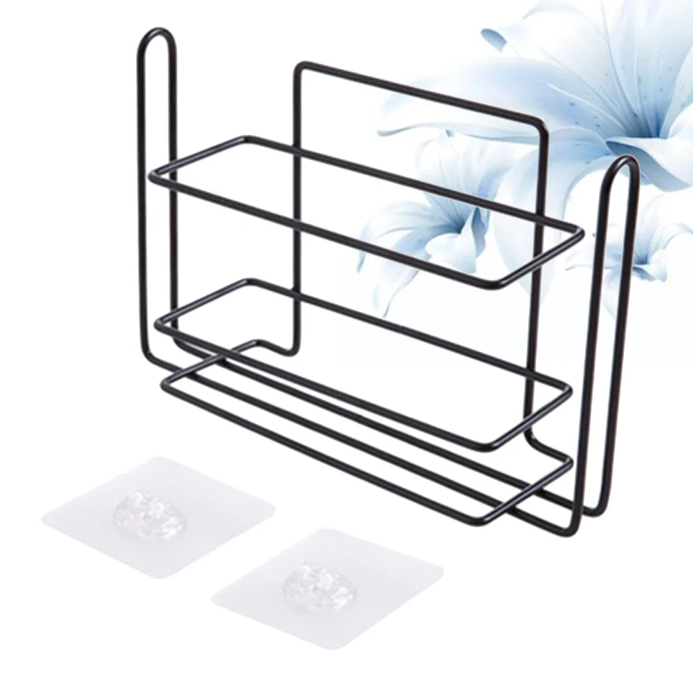 

Black Multilayer Plastic Film Storage Rack Kitchen Refrigerator Side Wall Organizer Hanging Shelf Tissue Holder Spice Jar