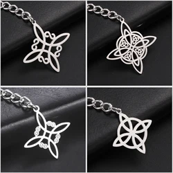 Unift Triskelion Witch Knot Keychain Keyring Key Chain Stainless Steel Wicca Celtics Knot Jewelry Unisex Bag Accessories