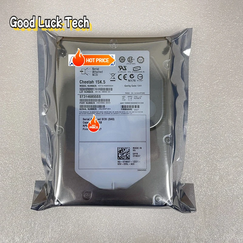 Original  new For De-ll  146G 15K 3.5-inch SAS server hard disk ST3146855SS 146G SAS Server Hard Disk