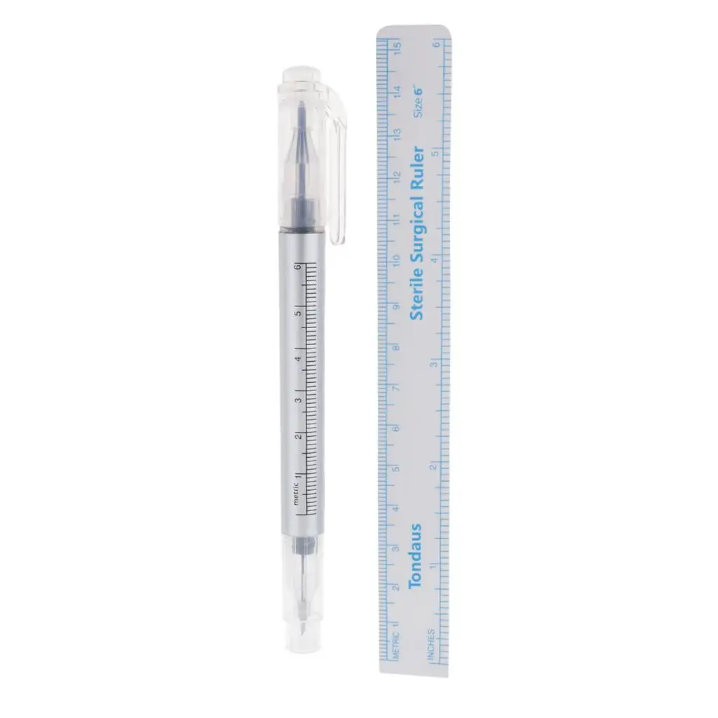 Skin Marker Pen Ruler Scribe Tool for Permanent Makeup Microblading .