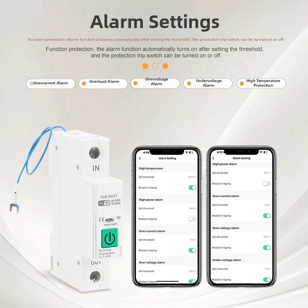 For Tuya ForSmart Circuit Breaker With Neutral Wire 63A WiFi Metering Switch Sharing Overload Over‑Temperature Protection Switch