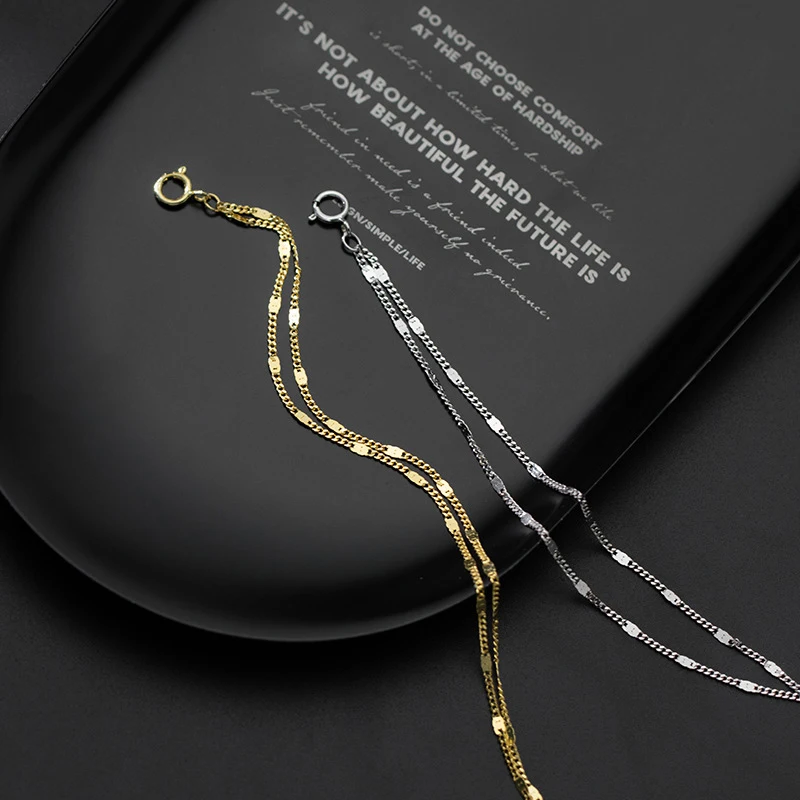 Modian Hot Sale 925 Sterling Silver Double Layers Trendy Sparkling Bracelet Women Adjustable Link Chain Bracelet Fine Jewelry