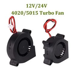 2pcs DC 12V 24V 4020 5015 Cooling Fan Brushless Blower Turbo Fans 3D Printer Parts Extruder 2 Pin Cooler Blower Fans