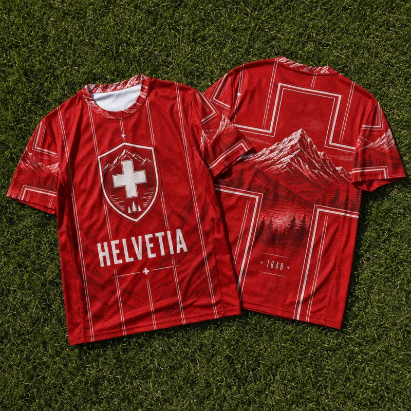 2026 Summer New Style Swiss Men's Football Training T-Shirt 3D Printable Breathable Quick-Drying Shirt Family Couple Style Kids