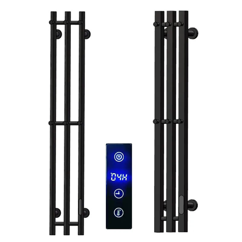 Electric towel rack bathroom smart carbon fiber heated towel rod with hook stainless steel vertical