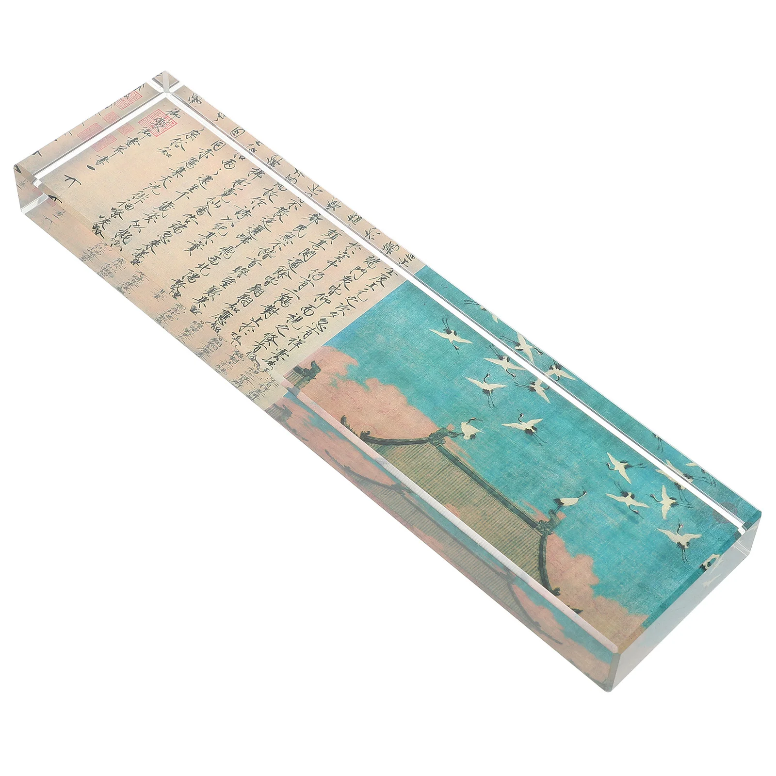 Clear Glass Calligraphy Paperweight Rectangular Elegant Art Weight Chinese Writing Tool for Calligraphy Practice Painting