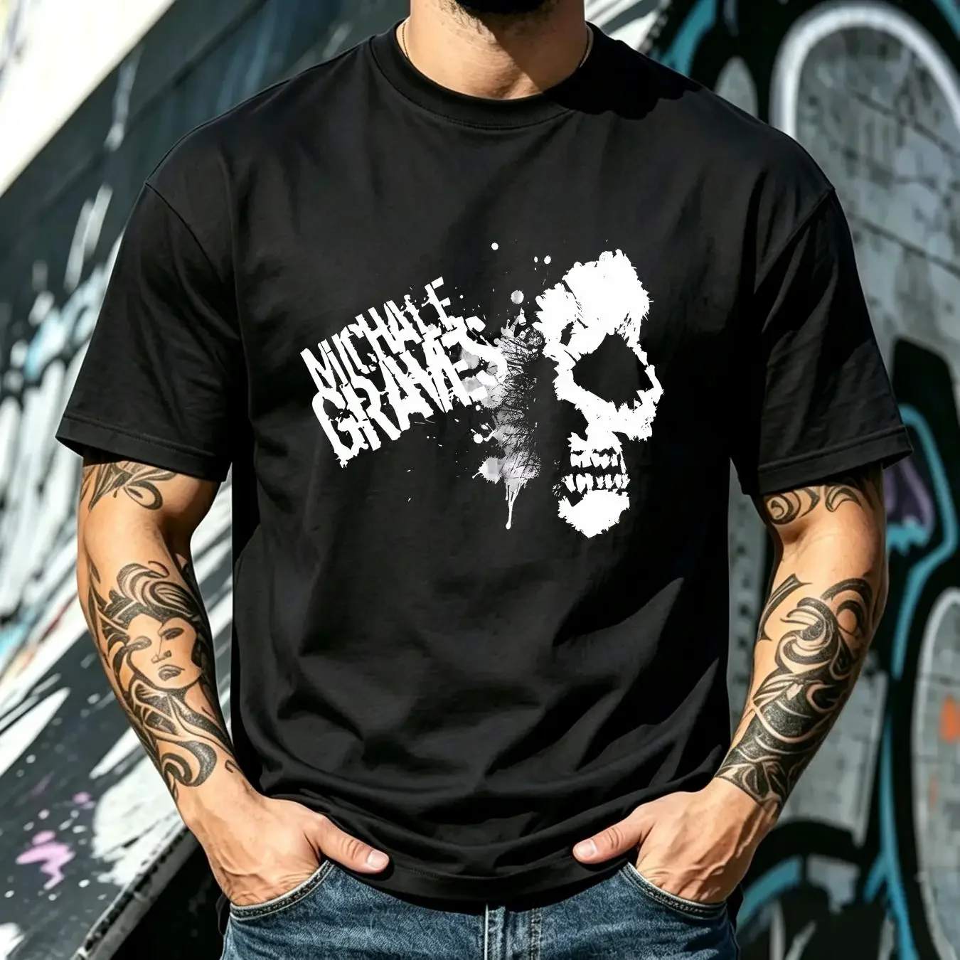 washed T Shirt NEW Michale Graves Misfits Black All Sizes TA3218 long or short sleeves vintage Washed Unisex Slightly
