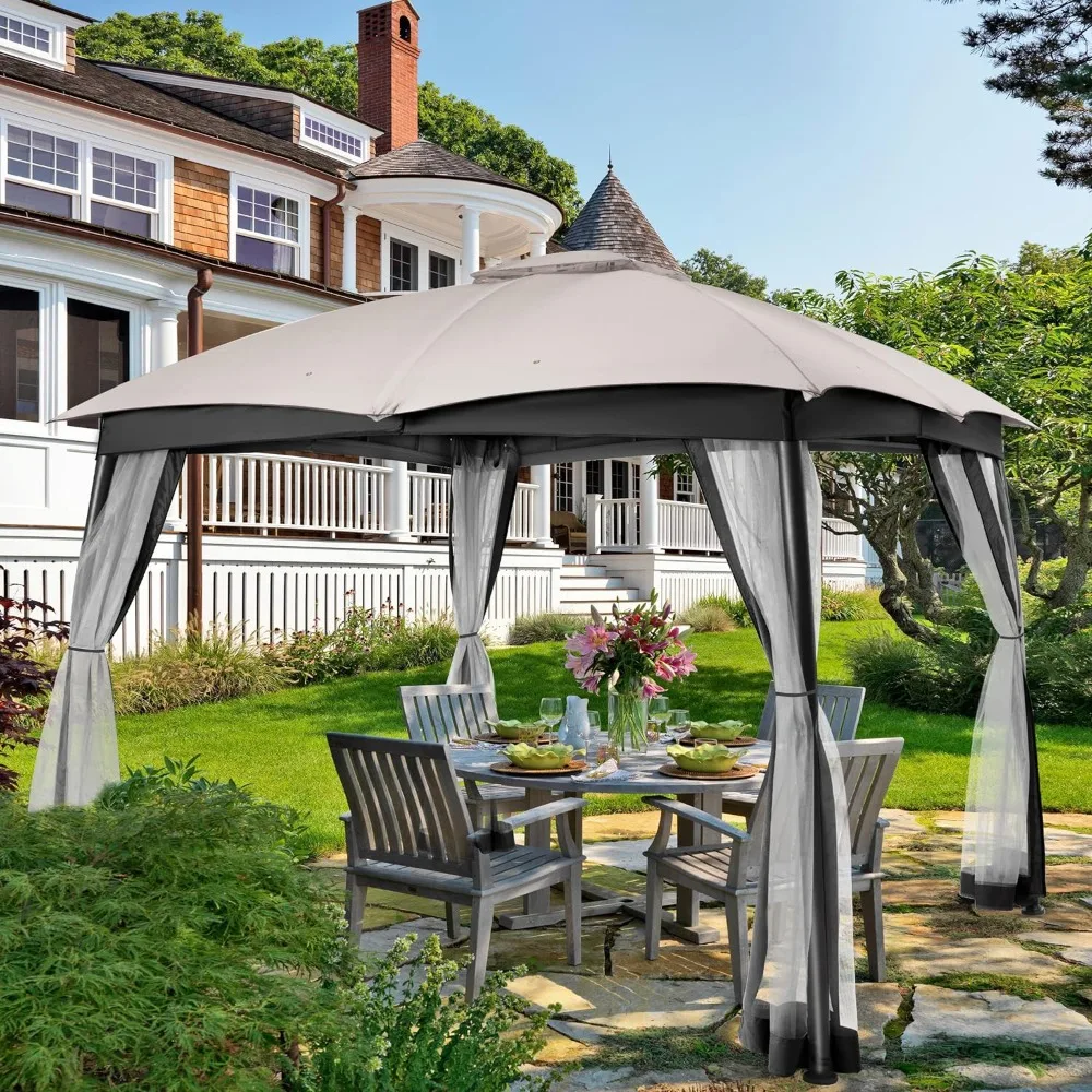 

Outdoors Tents, 10x10 Double Vent Canopy Gazebo with Netting Screen,Outdoor Heavy Duty Steel Waterproof ,Outdoors Gardens Tent