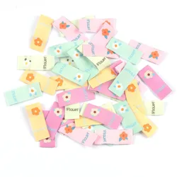 50Pcs Flower Pattern Cloth Washable Care Embroidery Garment Tags For Sewing Accessories Clothes Bag Handmade DIY Supplies c3268