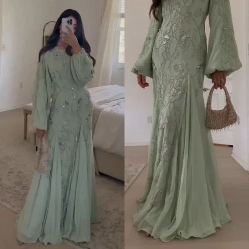Vestido de noche personalizado, exquisito, complejo, corte en A, largo hasta el suelo, para ocasiones formales, vestido de fiesta de gasa, clásico de lujo para