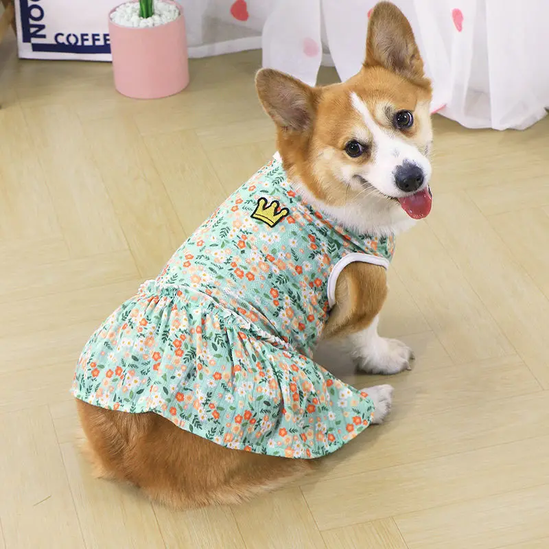 Floral Clothes For Large Small Dogs Summer Spring Puppy 2020 New Dress Size XS To 4XL French Bulldog Corgi Pet Cat Fashion Skirt