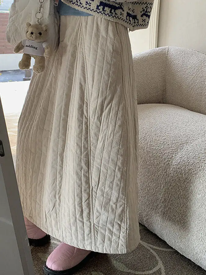 

High Waist A-Line Skirt Flud Loose Fit Thiened Cotton Commute Artistic Mid-Length f Body Skirt for plus Size Women