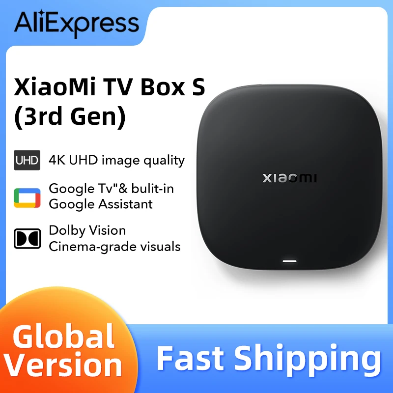 Глобальная версия 2025 года Xiaomi Mi TV Box S 3-го поколения 2 ГБ 32 ГБ Bluetooth5.2 4K UHD Wi-Fi6 Google TV Google Assistant Smart Media Control